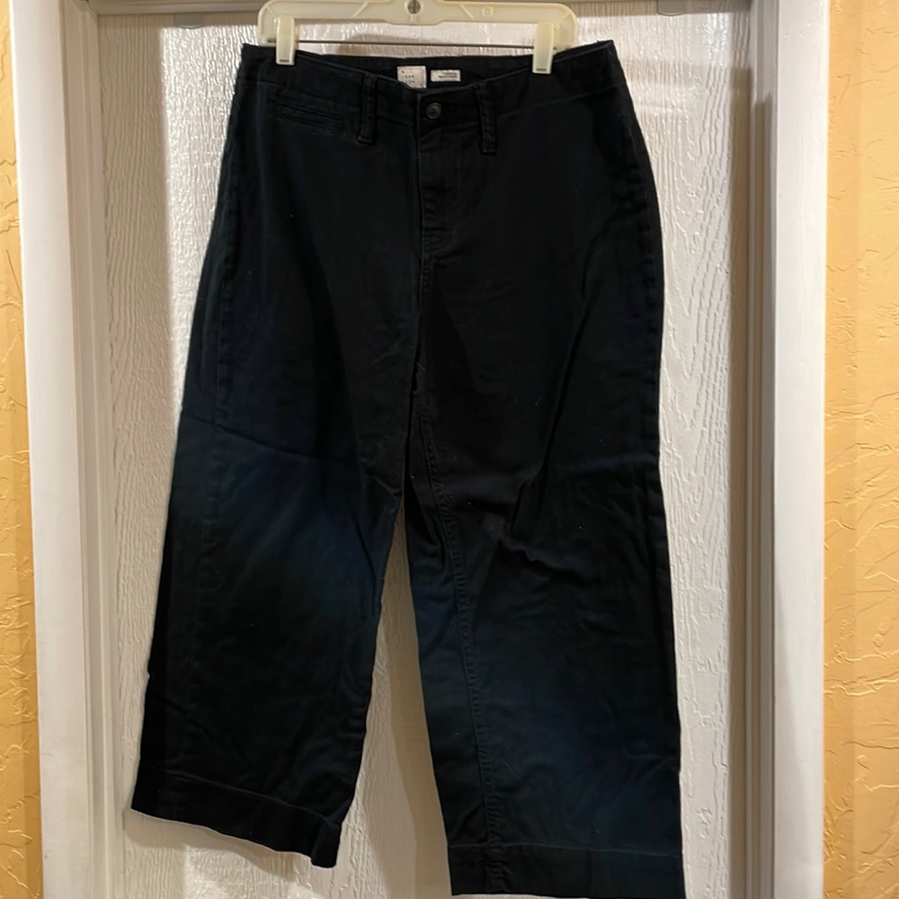 a new day High Waist Wide Crop Stretch Pants Black 14